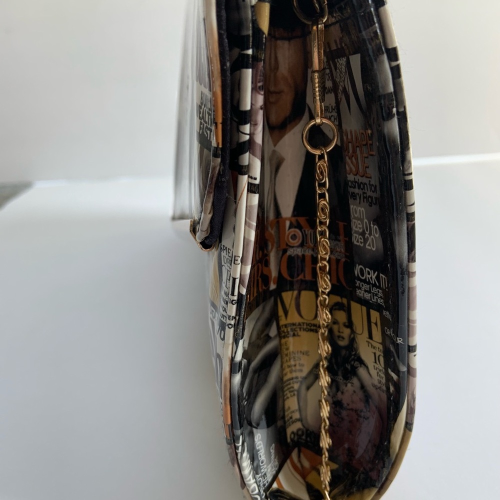 Vogue Magazine Cover All Over Print Patent Leather Envelope Chain Strap - Picture 6 of 9